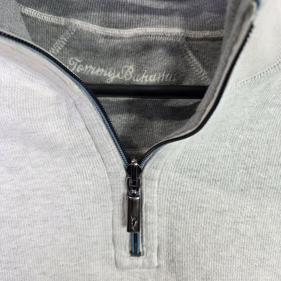 Mens Tommy Bahama Gray Reversible 1/2 Zip Pullover Sweatshirt Long Sleeve XL - Picture 2 of 8